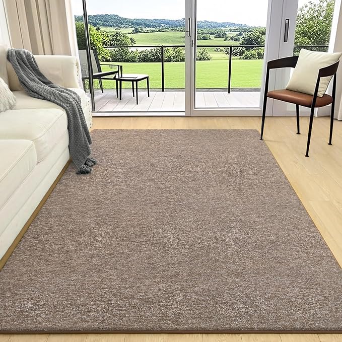 AROGAN 6x9 Area Rugs for Living Room Non Slip Dorm Bedroom Rug, Matte Brown | Modern Area Rugs with Soft Memory Foam, Minimalist Washable Indoor Floor Carpet for Dining Room Office Kids Playroom Decor