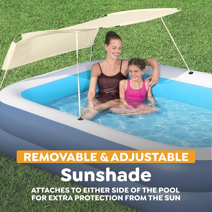 H2OGO! 8 Foot 4 Inch x 70 Inch Summer Bliss Shaded Inflatable Family Pool for Kids Ages 6 Above