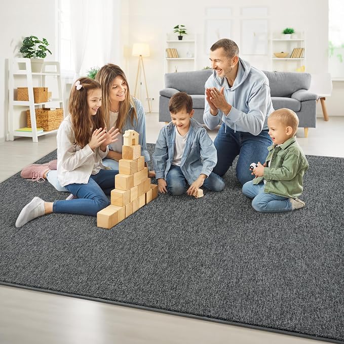 Chicrug Memory Foam 3x5 Area Rugs for Bedroom Living Room Entryway | Low-pile Soft Carpet Rug for Kids Playroom, Floor Rug for Bedside Dorm Dining Room Home, Dark Grey and White