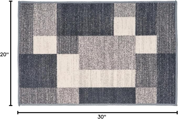 Rugshop Modern Boxes Non-Slip Living Room Bedroom Area Rug Gray 20" x 30" | Rectangular, Dining Room, Home Office, Kitchen, Entryway, Hallway, Nursery, Kids Room, Guest Room, High Traffic Area, Bedside