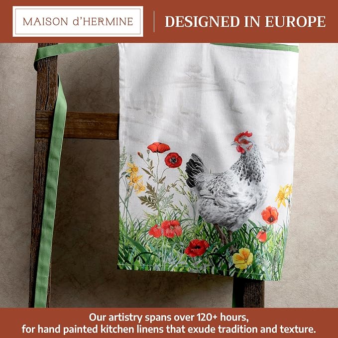 Maison d' Hermine Aprons for women with Pocket 100% Cotton (27.50"x31.50") | Adjustable Neck Strap & long ties Apron Men Chef Wedding Cooking Gardening Server Maid