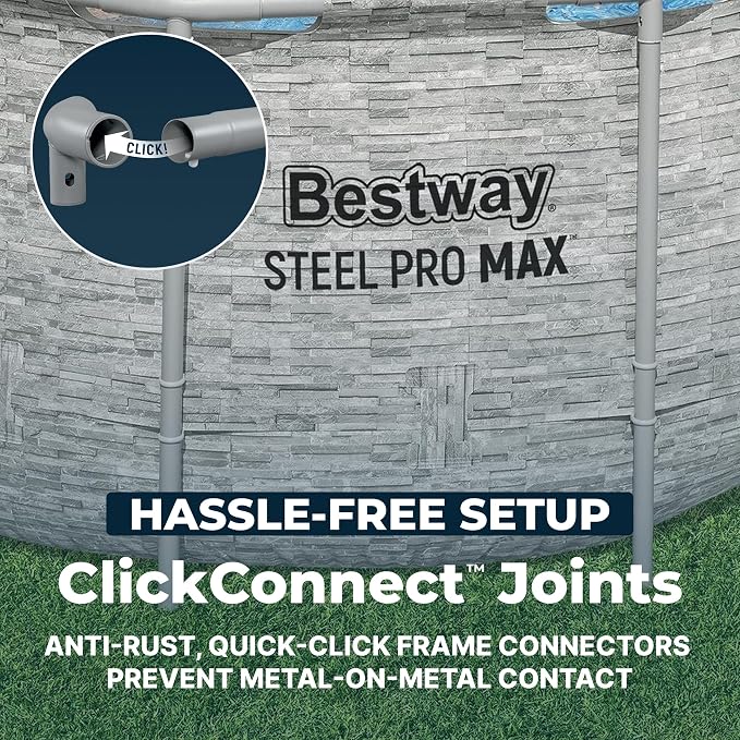 Bestway Steel Pro MAX Splashview 14’ x 8'2" x 39.5” Above Ground Pool, Oval Metal Frame Outdoor Swimming Pool Set with Filter Pump, Ladder, and Cover