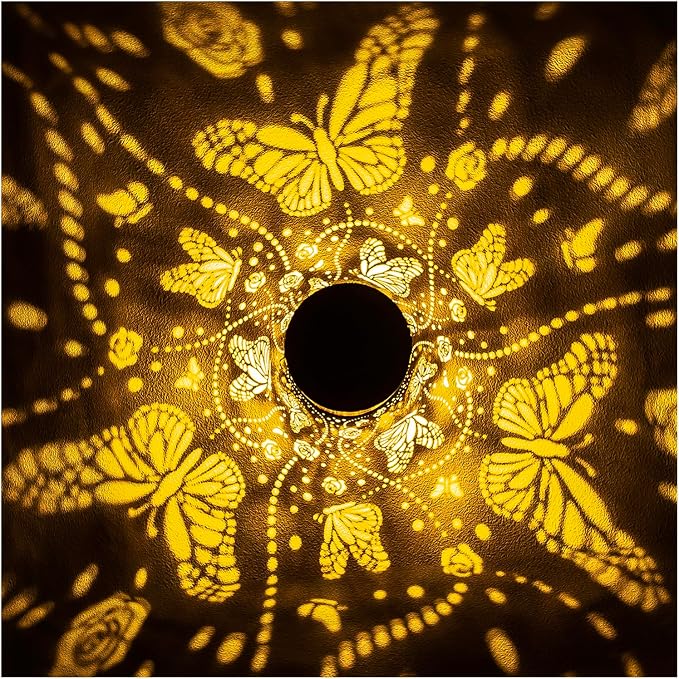 Butterfly Solar Lanterns Outdoor Waterproof Hanging Solar Lights Butterfly Gifts for Women Men Metal Decorative LED Lanterns for Garden Decor,Yard,Patio,Lawn,Tabletop,Pathway