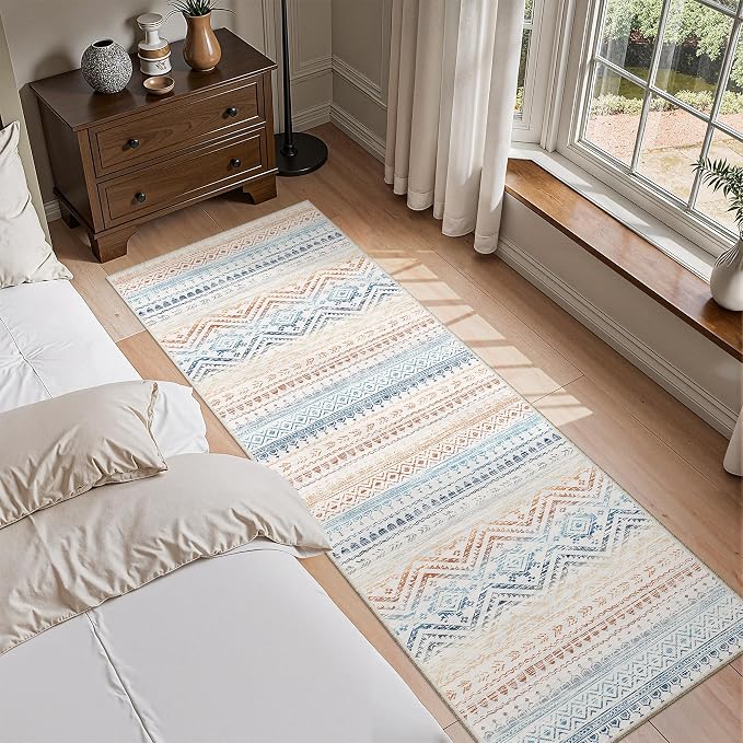 Miukiki Washable 2x6 Runner Rug Hallway Non Slip Kitchen Runner Multi | Machine Washable Long Floor Runner for Hallway Entryway Laundry Room Living Room Bedroom, Stain Resistant Indoor Carpet 2'x6'