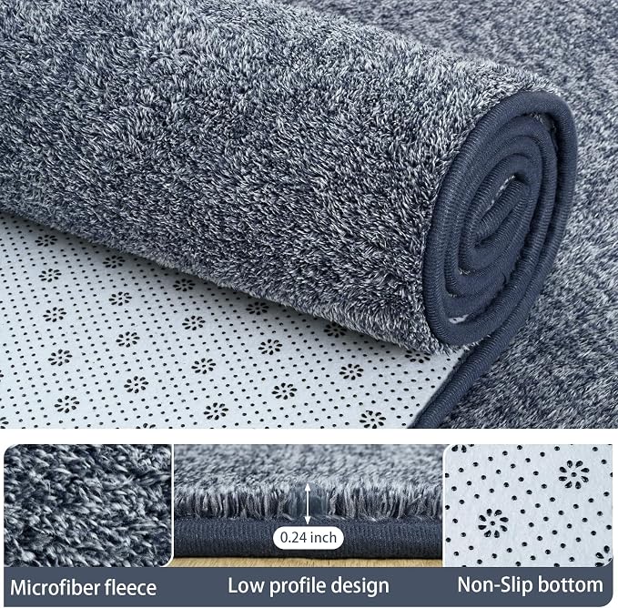 AROGAN 7x10 Area Rugs for Living Room Non Slip Dorm Bedroom Rug, Blue | Modern Area Rugs with Soft Memory Foam, Minimalist Washable Indoor Floor Carpet for Dining Room Office Kids Playroom Decor