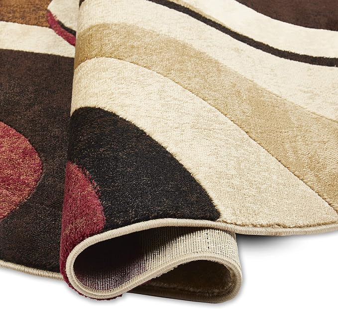 Home Dynamix Tribeca Slade Modern Area Rug, Abstract Brown/Red 5'2" Round, Model Number: TRIBECA 6NR