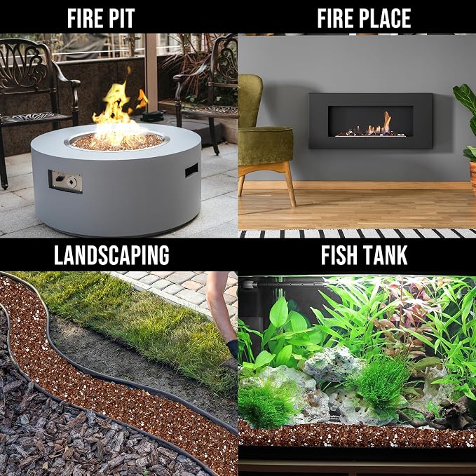 Skyflame High Luster 10-Pound Fire Glass for Fire Pit Fireplace Landscaping, 1/4-Inch Copper Reflective
