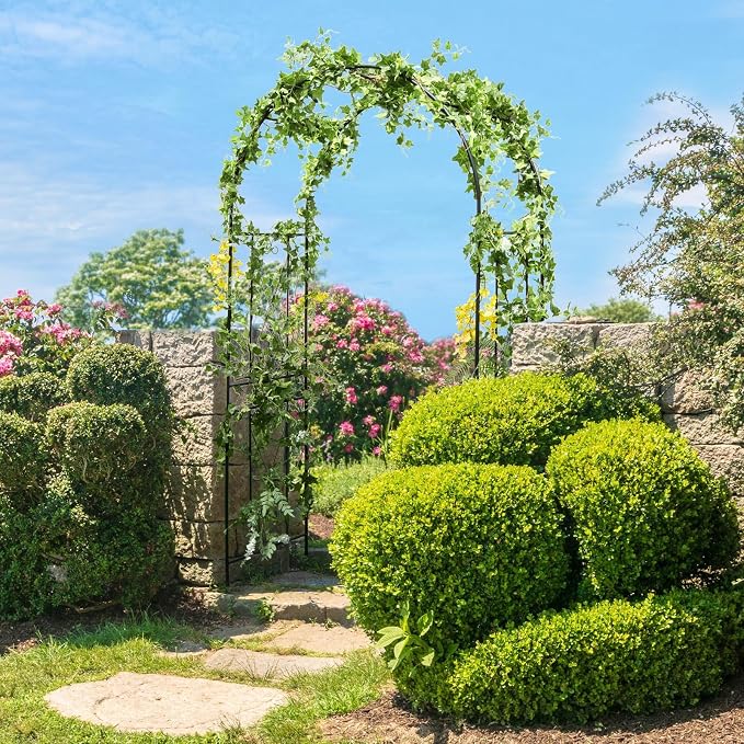 Giantex Garden Arch Trellis - 7.2FT Metal Arbor for Garden Entryway Climbing Plants Rose, 4 Stakes, Outdoor Wedding Archway Pergola for Ceremony Bridal Party Decoration