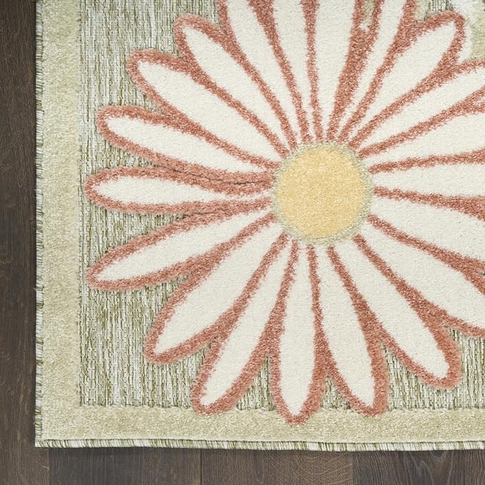 Nourison Home Aloha Sage Rose 2'8" x 4' Area Rug - Easy Clean, Non Shedding, Bed Room, Living Room, Dining Room, Kitchen (3' x 4')