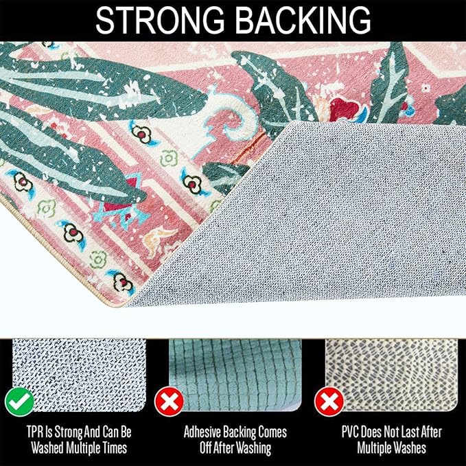 Washable Pink Rugs Thin Oriental Boho Vintage Cute Tropical Leopard 4ft Round Area Rugs for Bedroom Kitchen Dining Living Room Office Indoor Entryway Distressed Nursery Circle Carpet