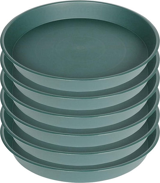 6 Pack of 7 inch Plant Saucer, Heavy Duty Plastic Plant Water Tray 7 inch Round, Flower Plant Saucers for Indoors No Holes, Plant Dishes Saucer for Planter 7"/8" (7", Green)