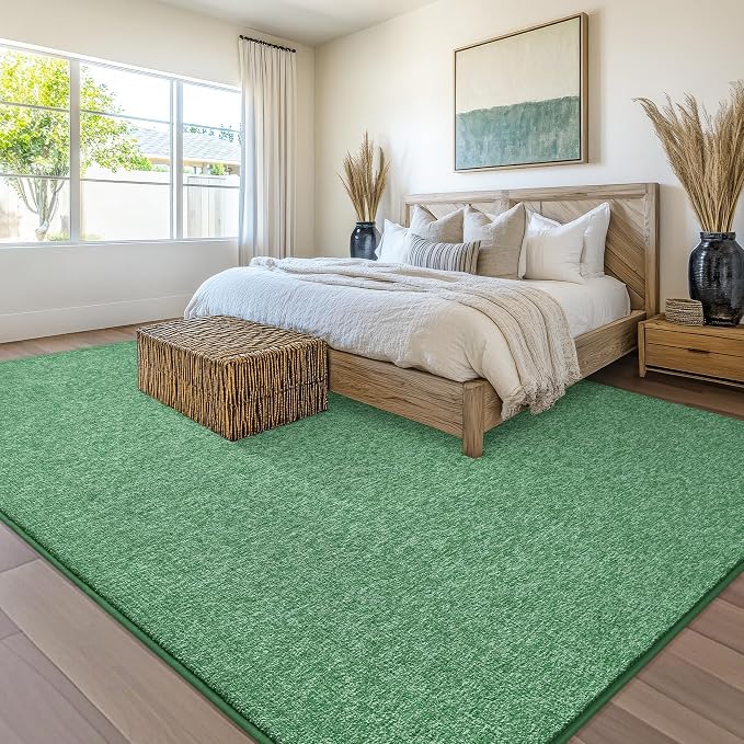 Chicrug Modern 4x6 Memory Foam Area Rugs for Bedroom Living Room | Low-pile Carpet Rug for Kids Playroom, Floor Rug for Bedside Dorm Dining Room Home, Green and White
