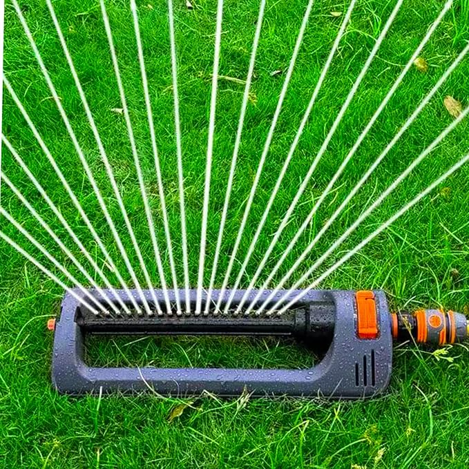 BIGWAVE Turbo Oscillating Water Sprinkler for Yard Covers up to 3,600 sq.ft,19 Nozzles Adjustable Range for Lawn, Garden, Quick Connect Bundle Included, Built-in Spray Jet Cleaning Needle
