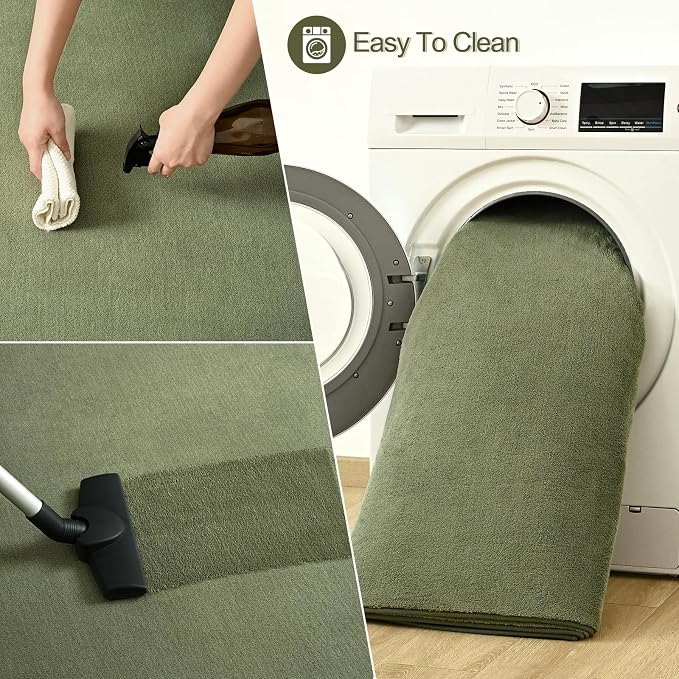 Vasofe Runner Rugs for Bedroom Living Room, 2x8 Sage Green Memory Foam Rug | Low-Pile Hallway Carpet Runner Rug for Entryway, Throw Small Kids Carpet for Bedside Dorm Room Decor