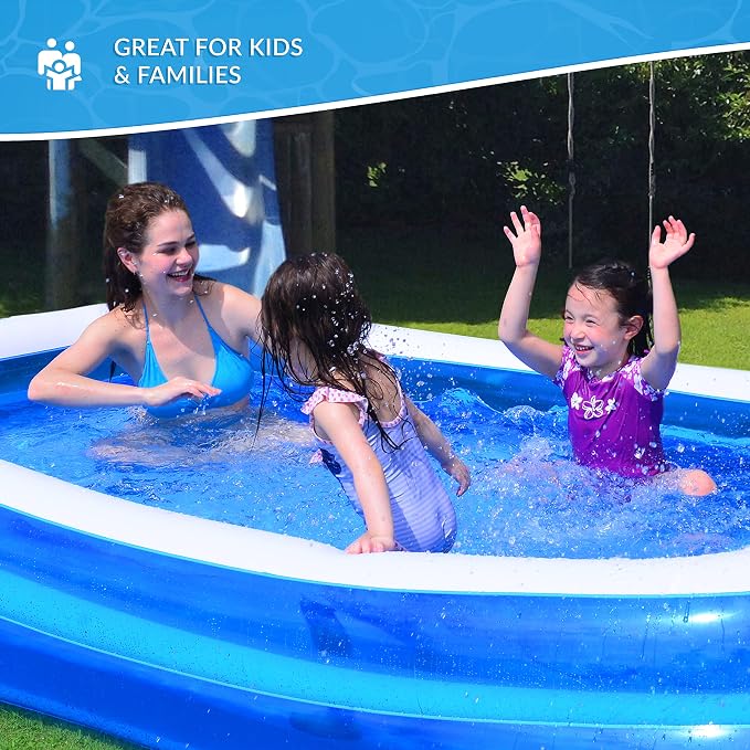 Benross 83410 Inflatable Family Paddling & Swimming Pool/Easy Setup & Drainage / 1075 Litre Capacity/Durable Air-Filled Sidewalls/Simple Safe Filtration/Blue Colour
