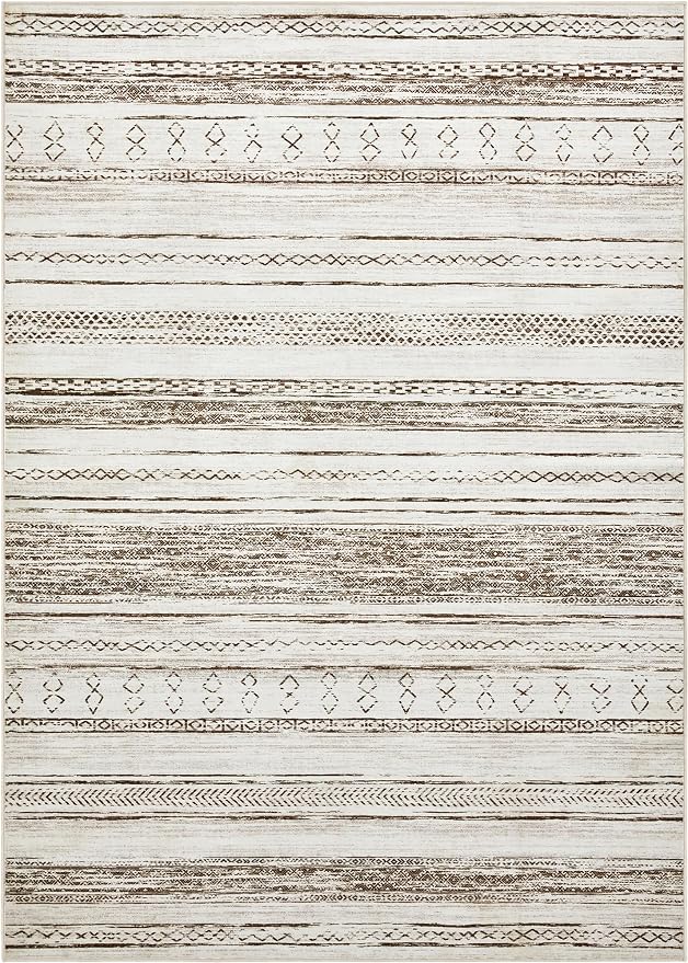 Tortania Area Rug Living Room Rugs - 3x5 Washable Large Soft Neutral Boho Moroccan Bohemian Farmhouse Rug Indoor Floor Carpet for Bedroom Under Dining Table Home Office Decor - Cream Brown