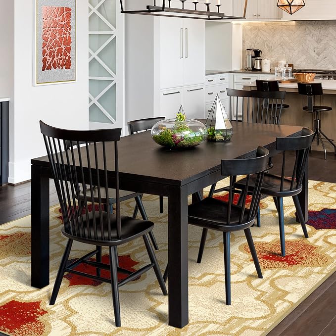 SUPERIOR Modern Indoor Area Rug, Non Slip Rug, 4'x6', Beige | Geometric Design Floor Décor, Easy Care High Traffic Areas Living Dining Room, Bedroom, Office, Entryway, Viking Collection