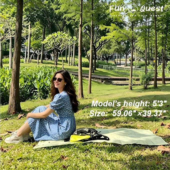 Picnic Blanket Waterproof – Packable Sand Proof Beach Blanket (0.42lb/0.66lb), Compact & Foldable, Fits in Pocket with Integrated Stakes, Ideal for Camping, Hiking, Travel, Concert, Festival