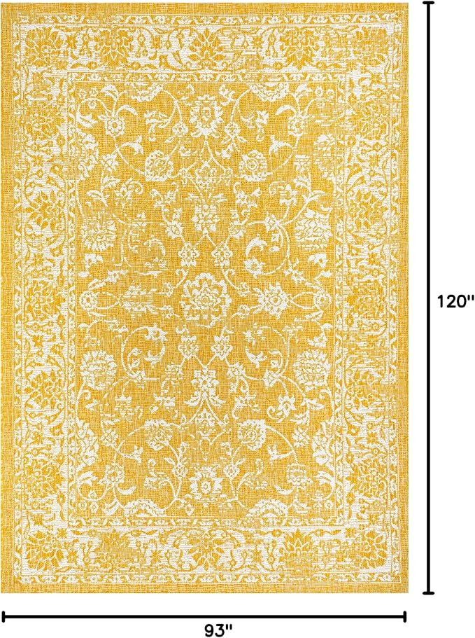 JONATHAN Y Weave Floral Indoor Outdoor Area Rug 8X10 Yellow/Cream, Tela Bohemian Textured for Backyard, Patio, Porch, Easy-Cleaning, High Traffic, Pet-Friendly, Non-Shedding (SMB100E-8)