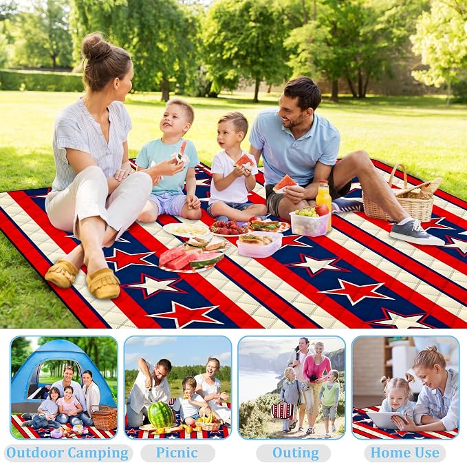 Poedist Extra Large Picnic Blanket Waterproof,80"x 80"Foldable Machine Washable Beach Blanket,Outdoor Blanket for 6-8 Adults,for Indoor Crawling,Park Beach,Camping,Hiking,Family Travel(Dream)