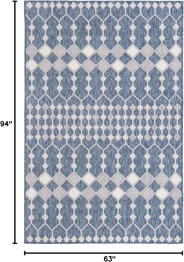 Unique Loom Outdoor Trellis Collection Area Rug - Traliccio (5' 3" x 7' 10" Rectangle, Blue/ Ivory)