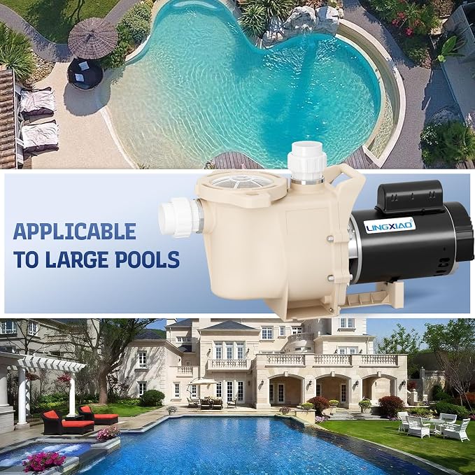 1.5 HP Pool Pump, 6815 GPH High Flow Self Primming Pool Pump Inground, 115V/230V, Low Noise Swimming Pool Pump In/Above Ground with Filter Basket and 2"/1.5" Fittings