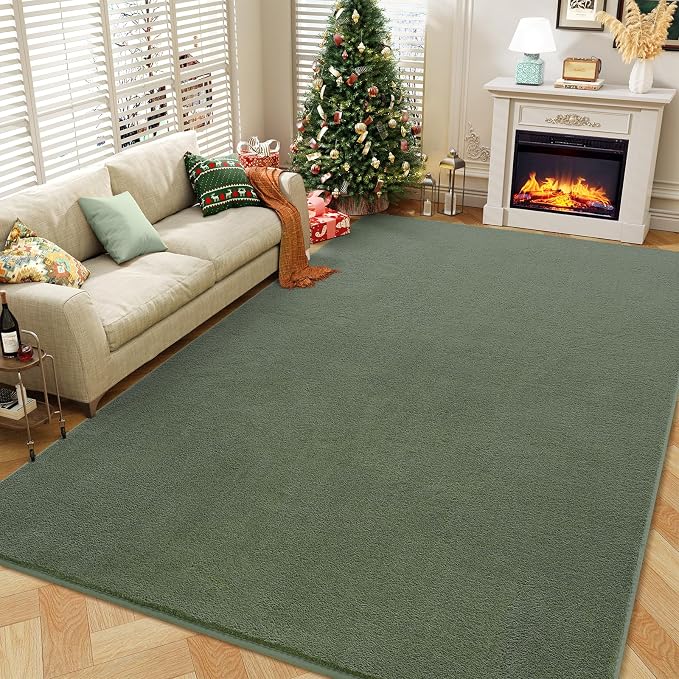 Amearea Sage Green Area Rugs for Bedroom Living Room, 6x9 Memory Foam Rug | Thickened Fluffy Indoor Washable Rugs Non Slip Minimalist Large Carpet for Boys Girls Dorm Nursery Room Decor