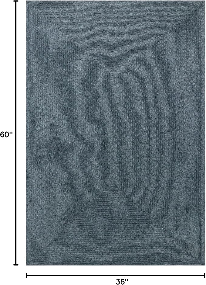 Superior Indoor/ Outdoor Large Area Rug, Reversible Braided Home Floor Decor for Living Room, Kitchen, Entryway, Patio, Front Porch, Deck, Modern, Boho, Farmhouse Style, 3' x 5', Lagoon Breeze