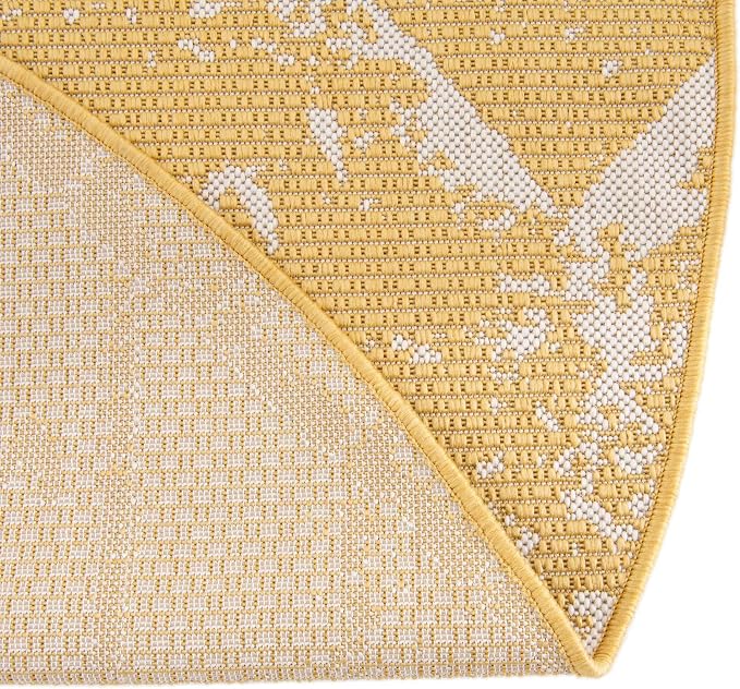 Unique Loom Outdoor Bohemian Collection Area Rug - Anthro (7' 10" Round, Yellow/ Ivory)