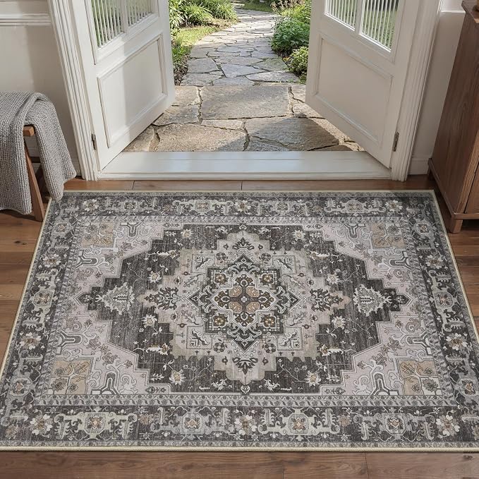 Tangsoo Vintage 2x3 Washable Rugs for Entryway, Non Slip Small Area Rug | Oriental Indoor Front Door Rug, Farmhouse Soft Low Pile Door Mat Carpet Throw Rugs for Entry Entrance Kitchen Bedroom Decor