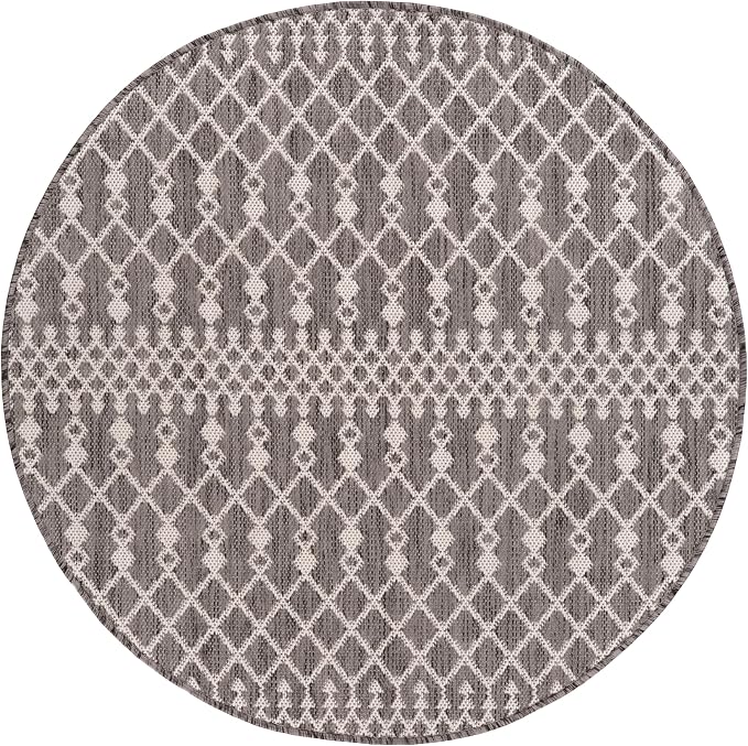Nourison Home Positano Charcoal 5' x Round Area Rug - Easy Clean, Non Shedding, Bed Room, Living Room, Dining Room, Kitchen (5' x Round)