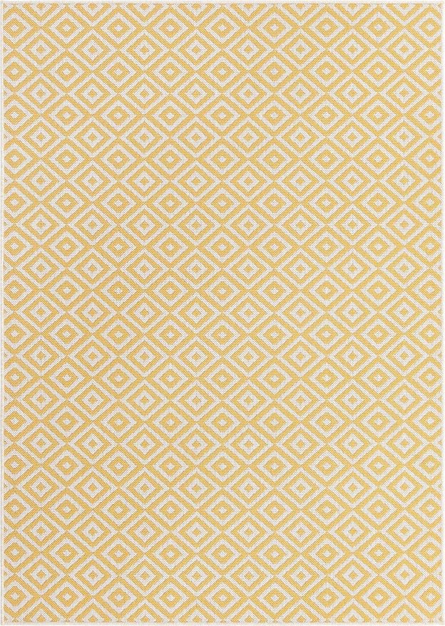 Unique Loom Jill Zarin Outdoor Collection Area Rug - Costa Rica (5' 3" x 8' Rectangle, Yellow Ivory/ Ivory)