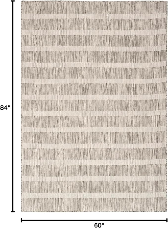 Nourison Home Positano Grey Ivory 5' x 7' Area Rug - Easy Clean, Non Shedding, Bed Room, Living Room, Dining Room, Kitchen (5' x 7')