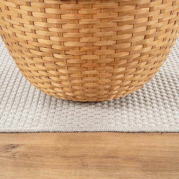 CAMILSON Easy Jute Rug 8x10, Indoor Outdoor Off-White Farmhouse Area Rugs for Living Room Patio and Kitchen Rug, Solid Woven Design, Easy-Cleaning, Non Slip Washable Outside Carpet (8 x 10)