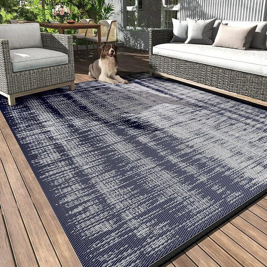 MontVoo Outdoor Rug Waterproof 8x10ft Outdoor Patio Rug Mat Reversible Plastic Straw Outside Rug Carpet Outdoor Rugs for RV Camping Picnic Beach Balcony Porch Deck