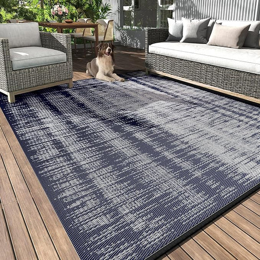 MontVoo Outdoor Rug Waterproof 5x8 ft Outdoor Patio Rug Mat Reversible Plastic Straw Outside Rug Carpet Outdoor Rugs for RV Camping Picnic Beach Balcony Porch Deck
