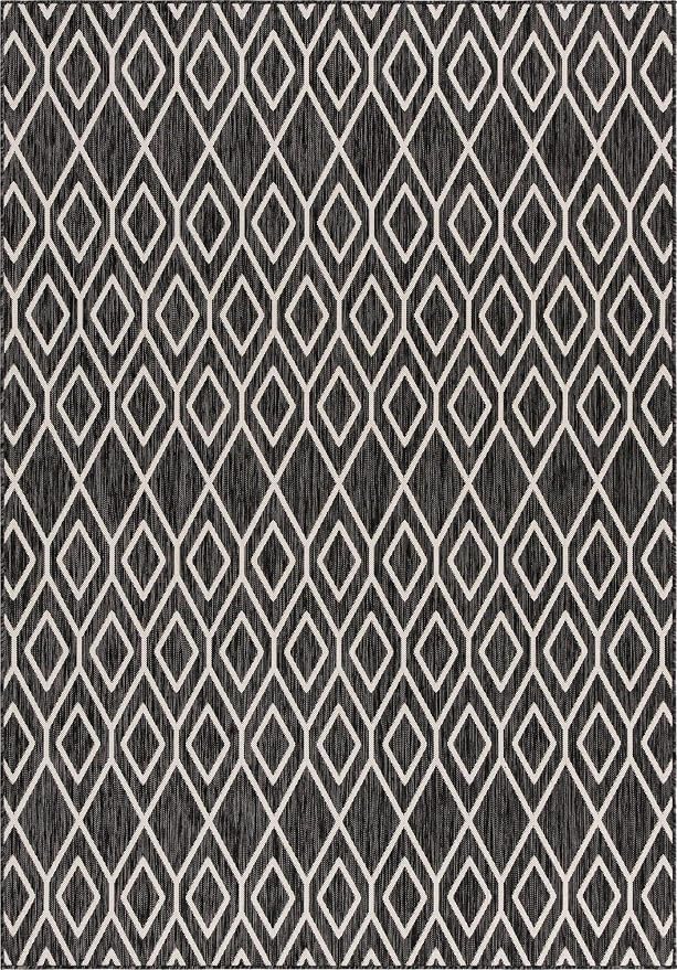 Jill Zarin Outdoor Collection Area Rug - Turks and Caicos (7' x 10' Rectangle Charcoal Gray/Ivory)