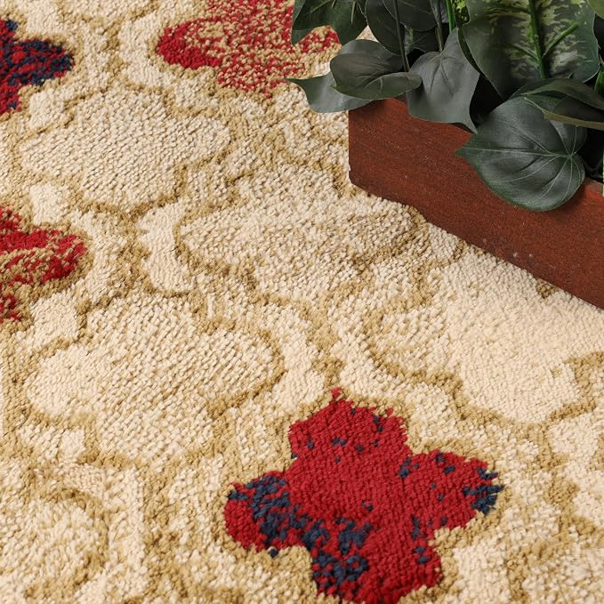 SUPERIOR Modern Indoor Area Rug, Non Slip Rug, 5'x8', Beige | Geometric Design Floor Décor, Easy Care High Traffic Areas Living Dining Room, Bedroom, Office, Entryway, Viking Collection
