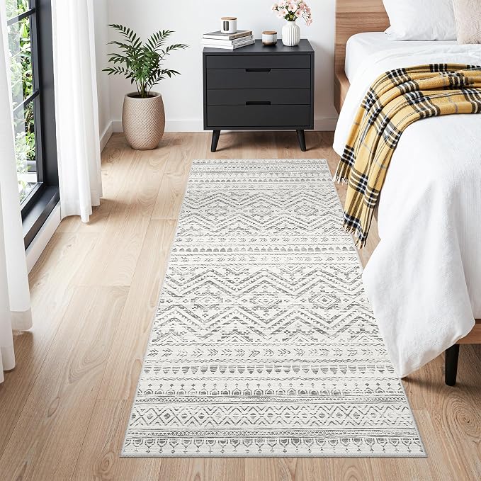 Miukiki 3x6 Runner Rug Washable Hallway Rug Non Slip Entryway Carpet Grey | Soft Low Pile 3x6 Rug for Kitchen Hallway Bedroom Living Room, Stain Resistant Foldable Rug Easy Care Carpet