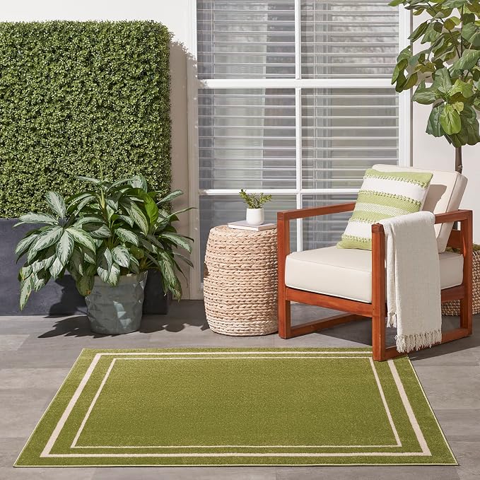 Nourison Home Nourison Essentials Green Ivory 5' x Square Area Rug - Easy Clean, Non Shedding, Bed Room, Living Room, Dining Room, Kitchen (5' x Square)