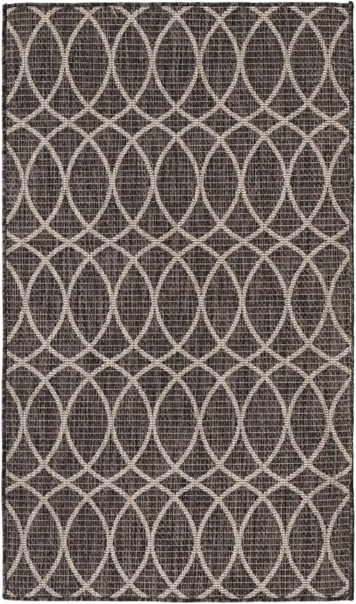 Unique Loom Outdoor Trellis Collection Area Rug - Gitter (3' 1" x 5' 3" Rectangle, Charcoal/ Ivory)