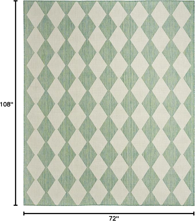 Nourison Home Positano Blue Green 6' x 9' Area Rug - Easy Clean, Non Shedding, Bed Room, Living Room, Dining Room, Kitchen (6' x 9')