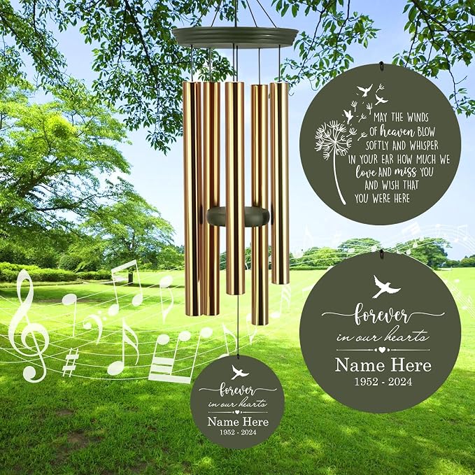 Personalized 30/36 inch Wind Chimes Memorial, Deep Tone Memorial Wind Chimes for Loss of Loved One/Mom/Dad, Sympathy Gifts for Bereavement(Produced in Texas)
