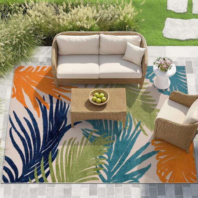 Rugshop Lucca Contemporary Floral Indoor/Outdoor 10' X 14' Multi