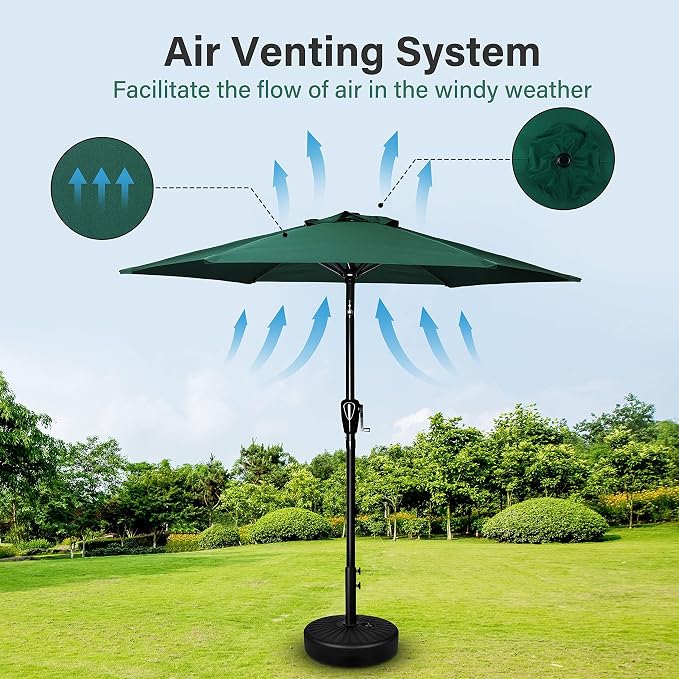 Simple Deluxe 9FT Outdoor Patio Umbrella Table Market Umbrella with Push Button Tilt and Crank, 8 Sturdy Ribs, UV Protection Waterproof for Garden, Lawn, Deck, Backyard, Pool, Green