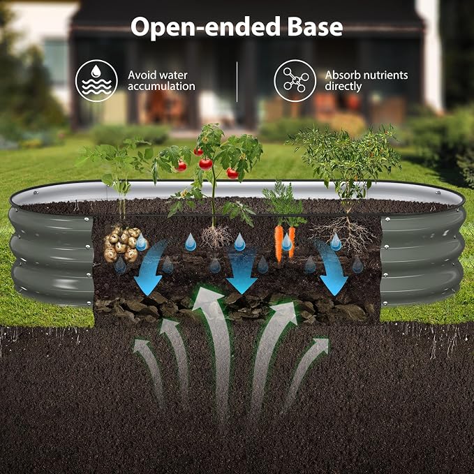 Winpull Raised Garden Bed Kit, 5x2x1 ft Galvanized Planter Box Outdoor with Safety Edging, Large Metal Raised Beds for Gardening Vegetables Flower Fruits (Volcanic Ash)