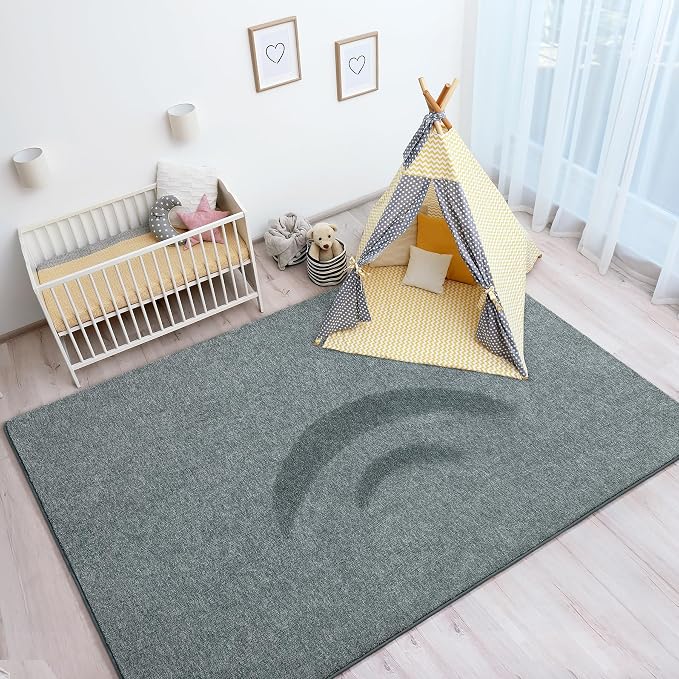 Keeko 3x5 Area Rugs for Living Room,Soft Washable Memory Foam Bedroom Rug | Indoor Throw Rug Low Pile Minimalist Non Slip Carpet for Kids Nursery Classroom Dorm Room Home Decor Grey-green and White
