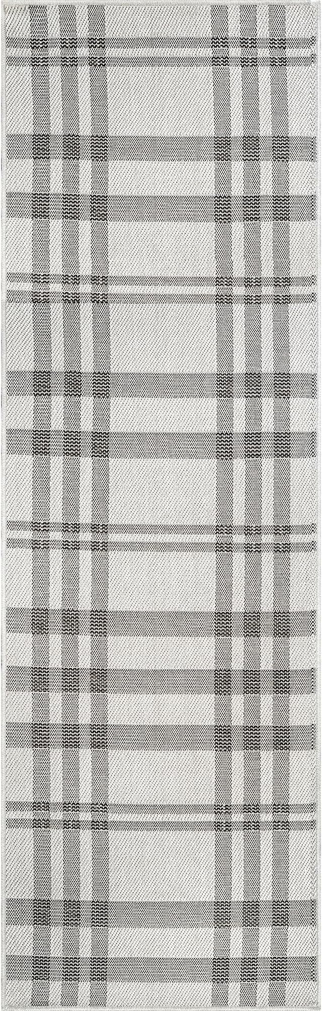 CAMILSON Easy Jute Rug 2x7, Indoor and Outdoor Off-White Runner Rug for Kitchen, Hallway and Entryway, Checkred Boho Woven Design, Easy-Cleaning, Washable Outside Carpet (2 x 7)