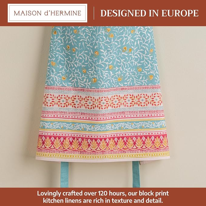 Maison d' Hermine Aprons for women with Pocket 100% Cotton (27.50"x31.50") | Adjustable Neck Strap & long ties Apron Men Chef Wedding Cooking Gardening Server Maid