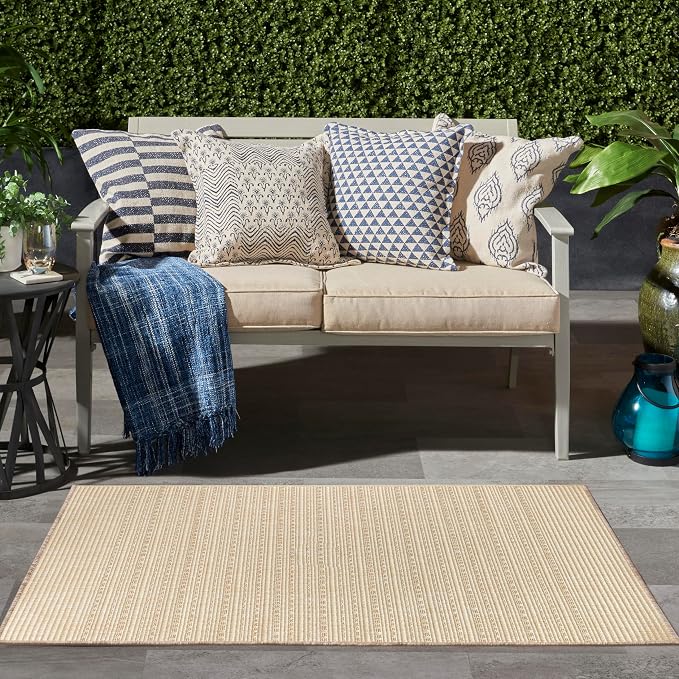 Nourison Home Tulum Cream 3' x 5' Area Rug - Easy Clean, Non Shedding, Bed Room, Living Room, Dining Room, Kitchen (3' x 5')